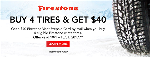 Firestone Canada $40 Rebate on Select Tires 