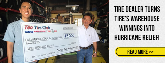 Tire Dealer Turns Tire's Warehouse Winnings Into Hurricane Relief!