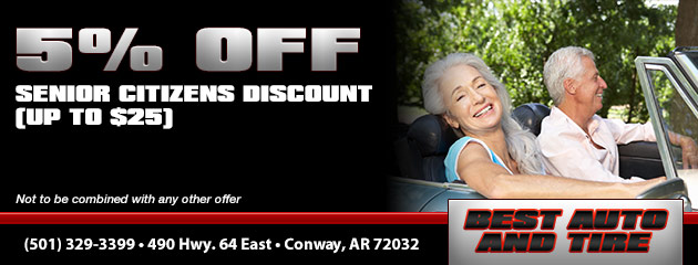 5% off (up to $25) for Senior Citizens