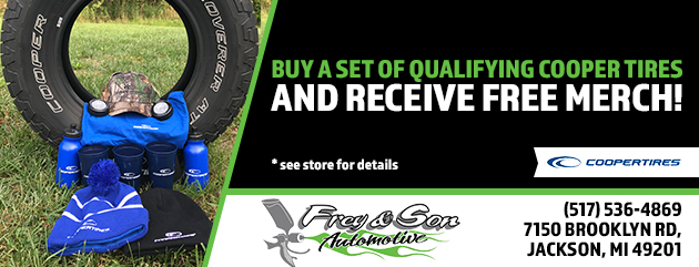 Buy a set of qualifying Cooper Tires and receive free merch