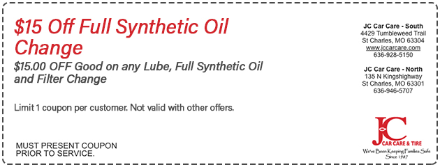 $15 Off Full Synthetic Oil Change