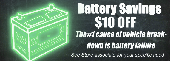 Battery Savings $10 Off