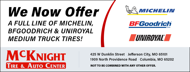 We Now Offer a full line of Michelin, BFGoodrich and Uniroyal Medium Truck Tires!