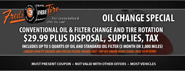 Conventional Oil, Filter Change and Tire Rotation Special