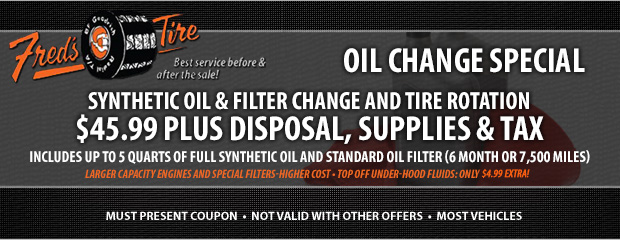  Synthetic Oil, Filter Change Special and Tire Rotation Special