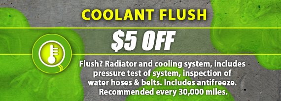 Coolant Flush $5 Off