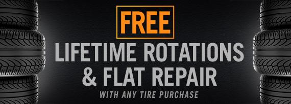 Free Lifetime Tire Rotation Wheel Balance & Flat Repair