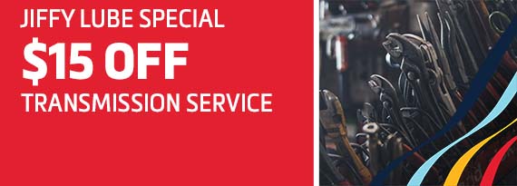 Jiffy Lube Special 15.00 off Transmission Service.