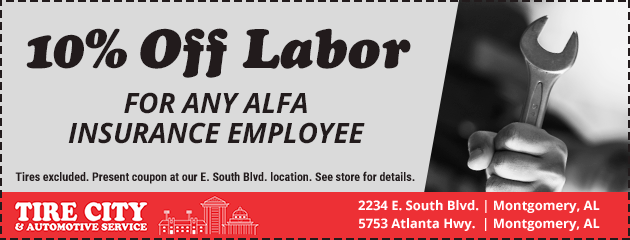 10% Off Labor for any ALFA Insurance Employee