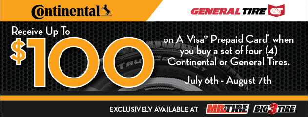 Continental/General $100 Rebate Mr. Tire/Big 3
