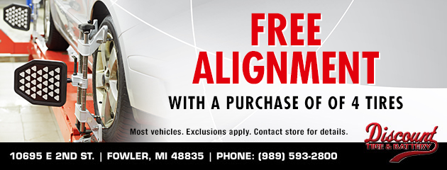 Free Alignment with a purchase of 4 tires