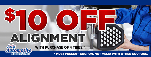 $10 off Alignment with Purchase of 4 Tires!