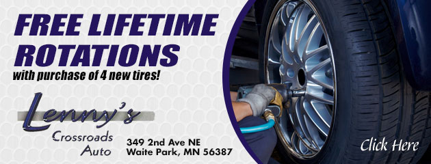 Free lifetime rotations with purchase of 4 new tires!