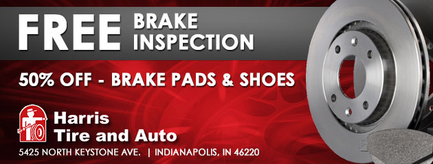 Free brake inspection. 50% off on brake pads and shoes.