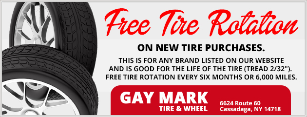 Free Tire Rotation on new tire purchases.