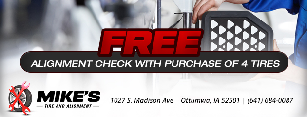 Free Alignment Check with purchase of 4 Tires