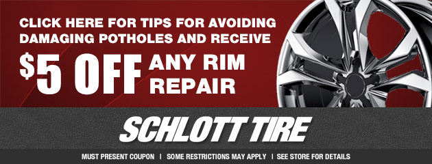 Tips for avoiding damaging potholes, receive $5 OFF any rim repair