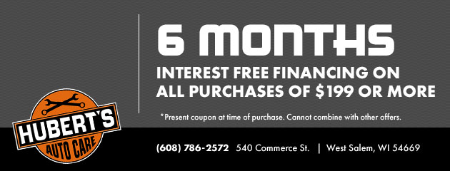 6 Months Interest Free Financing on all Purchases of $199 or More