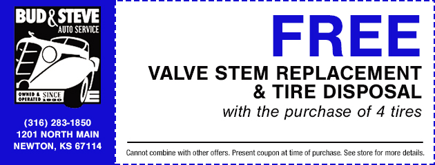 Valve Stem Replacement & Tire Disposal Special