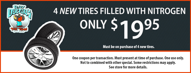 4 New Tires filled with Nitrogen for Only - $19.95 