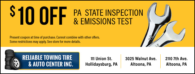 $10 Off PA State Inspection & Emissions Test