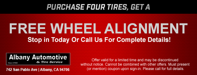 Free Wheel Alignment with purchase of Four Tires