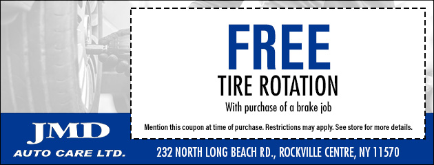 Free Tire Rotation with purchase of Brake Job