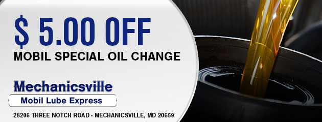$5.00 off Mobil Special Oil Change