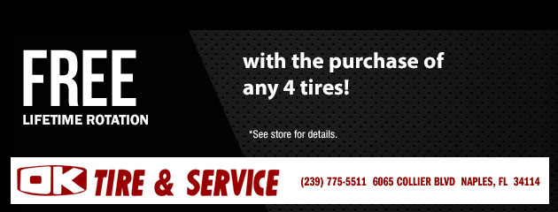 Free Lifetime Rotations with the purchase of 4 tires