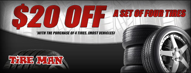 $20 off a set of four tires