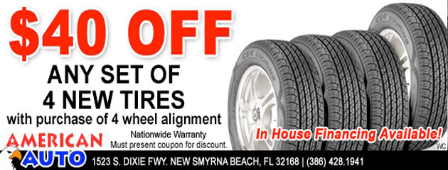 $40 Off Any Set of 4 New Tires