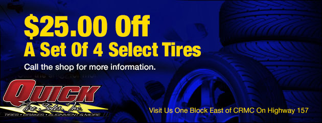 $25.00 Off Set of 4 Select Tires