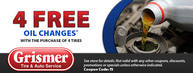 4 Free Oil Changes with the purchase of 4 tires