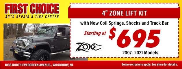 Zone Offroad 4-inch lift kit special for $1195