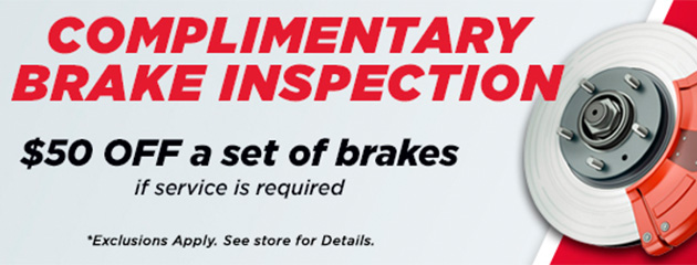 Brake Special & Inspection $50 Off 5/1/2023 – 06/30/20235*