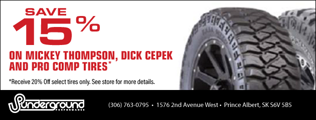 Save 15% on Mickey Thompson, Dick Cepek and Pro Comp Tires