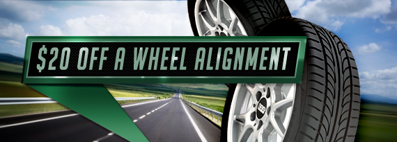 $20 Off  A Wheel Alignment