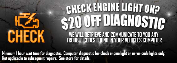 $20 Off Check Engine Light Diagnostic Service