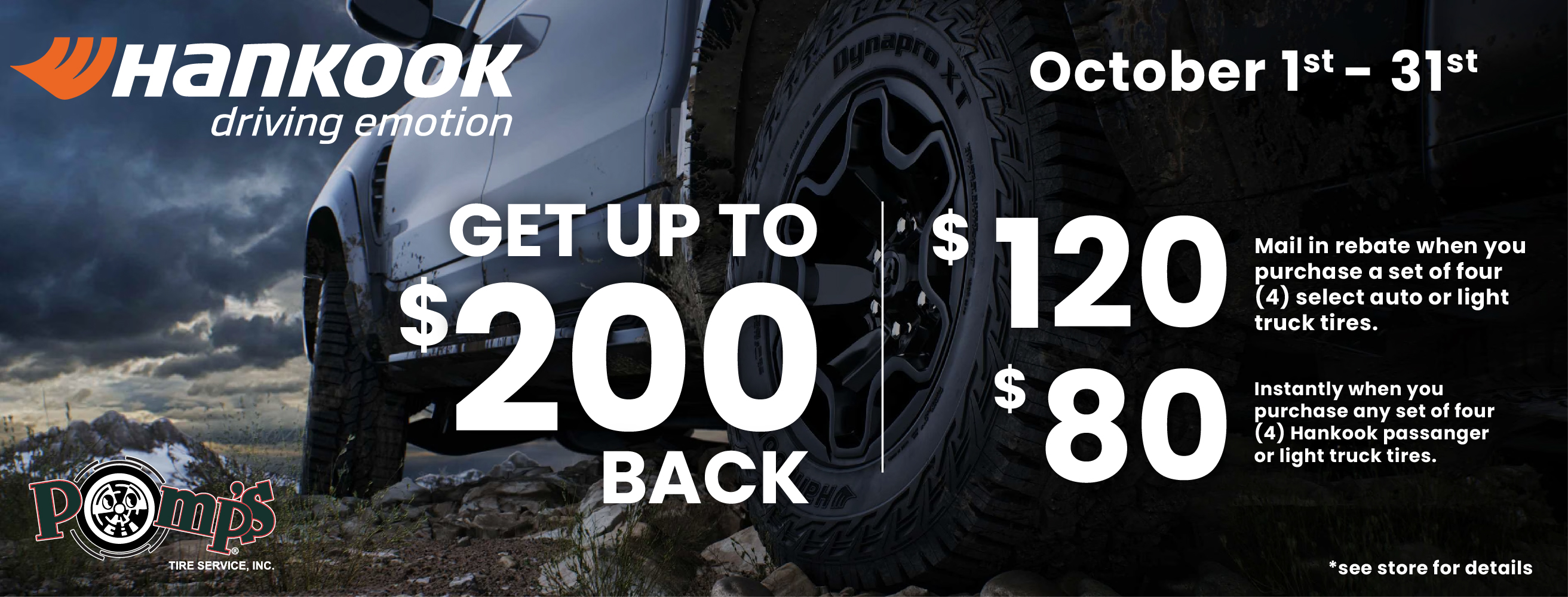 Get up to $200 back on Hankook Tires