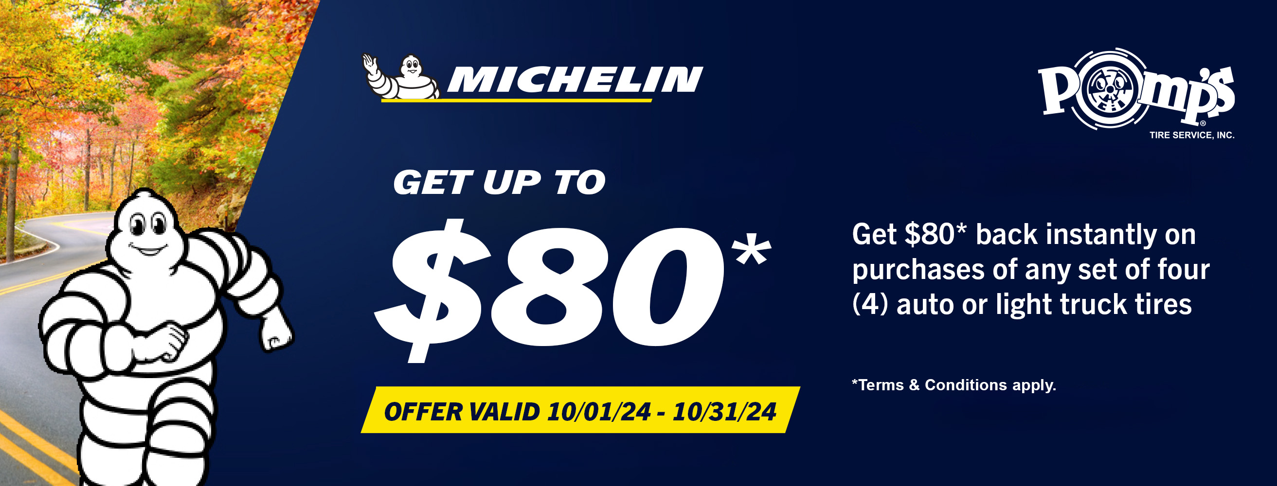 Get up to $80 back on Michelin Tires