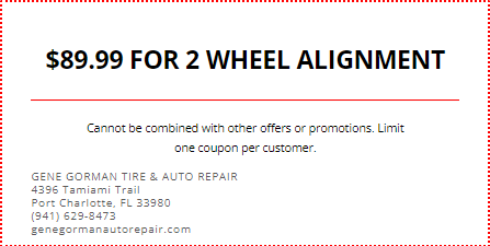 $89.99 FOR 2 WHEEL ALIGNMENT