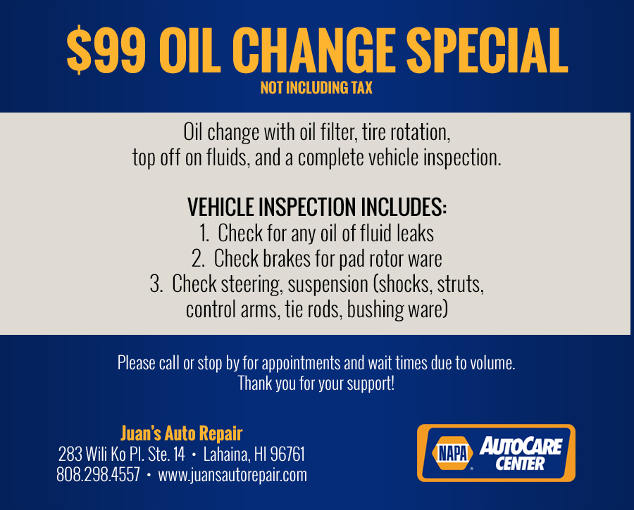 $99 OIL CHANGE SPECIAL