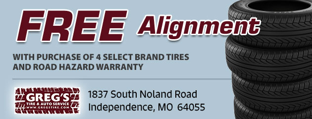  Free Alignment with Purchase of 4 Select Brand Tires