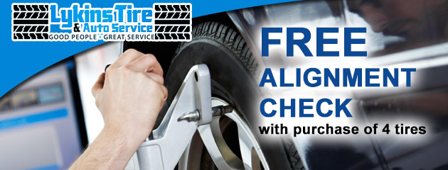 free alignment check with purchase of 4 tires