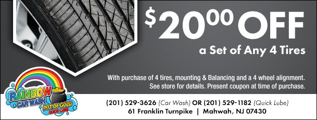 $20.00 OFF a set of Any 4 Tires