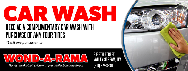 Complimentary Car Wash with Purchase of any four tires 
