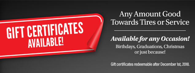 Gift Certificates at Dickson County Tire & Oil