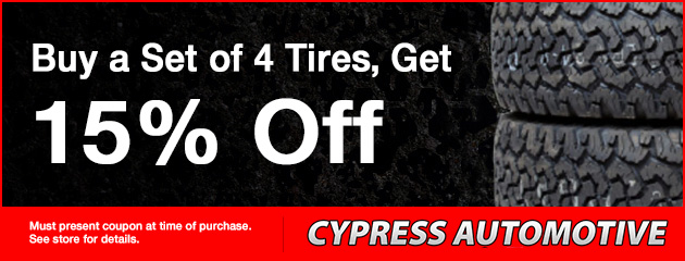 15% Off 4 Tires Special