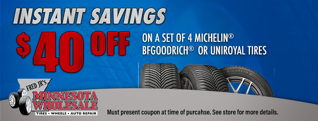 $40 Off Select Name Brand Tires