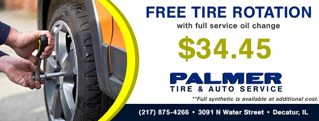 Free Tire Rotation with $34.45 Full Service Oil Change